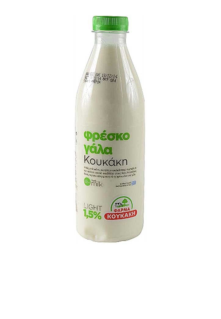 Γάλα αγελάδος ελαφρύ 1,5% λιπαρά 0.5lt-Κουκάκη-NorasDeli