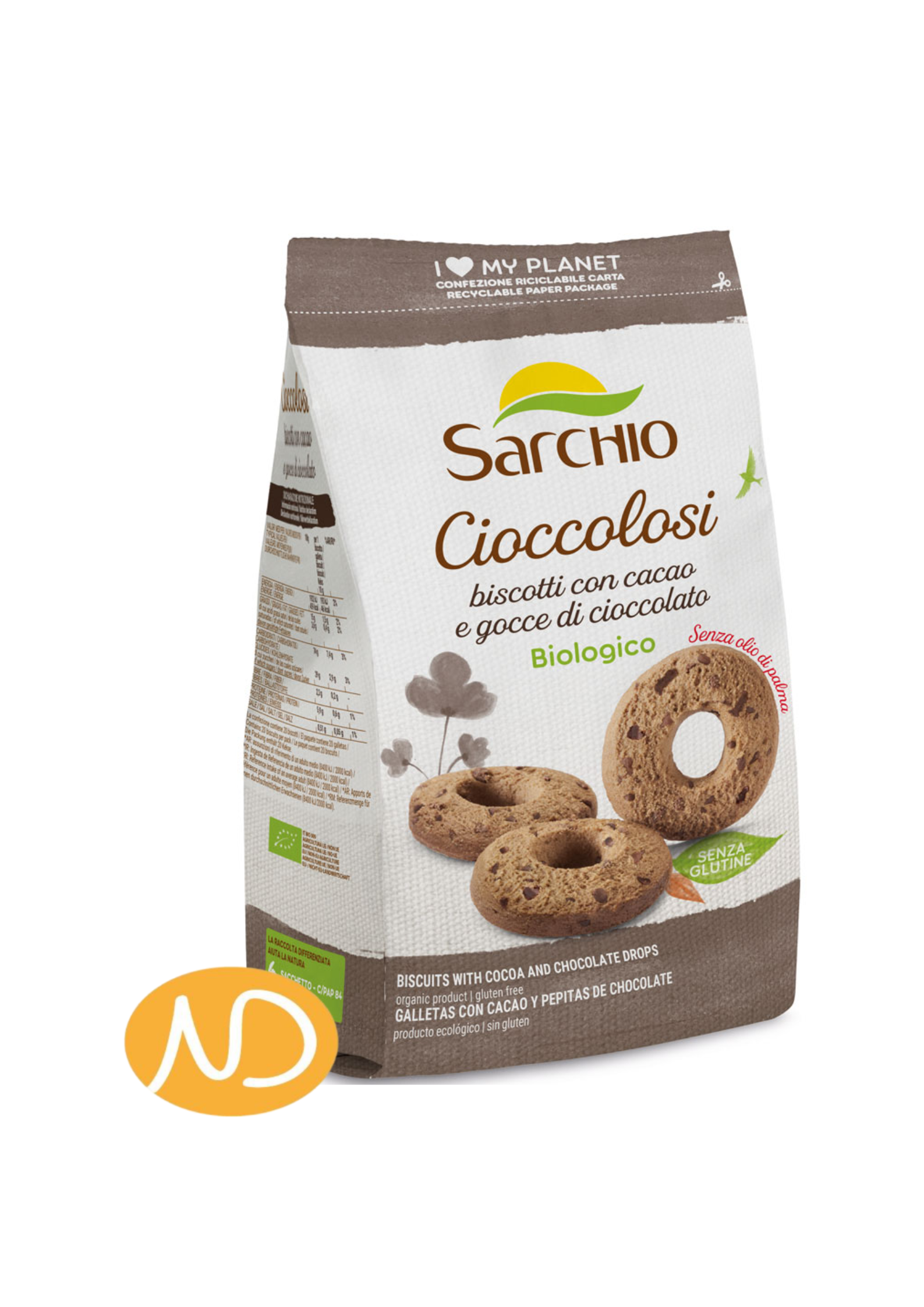 Bio Μπισκότα με Κακάο και Σταγόνες Σοκολάτας 200gr