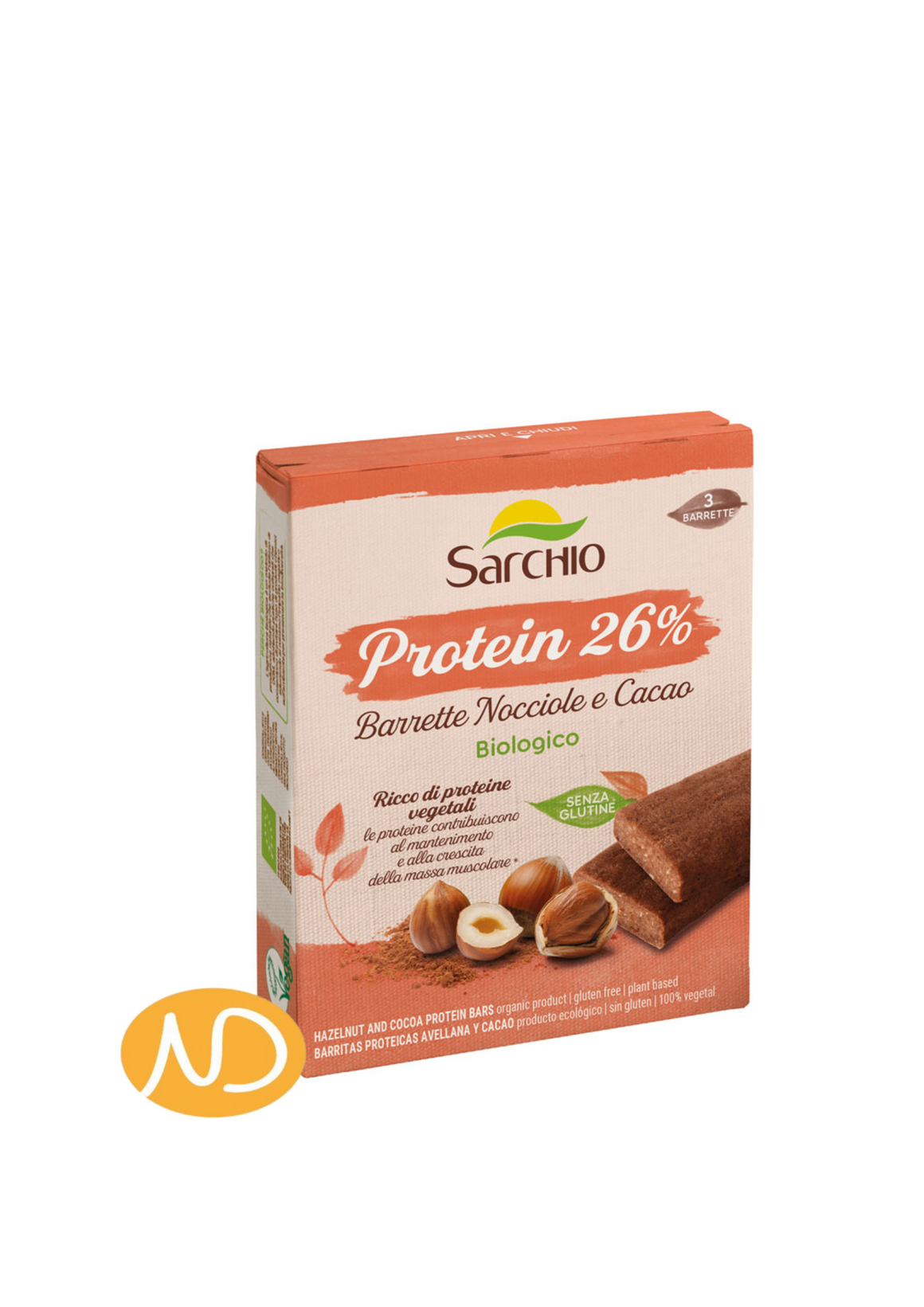 Bio Μπάρες Πρωτεΐνης με Φουντούκι & Κακάο Χ/ΓΛ 135gr