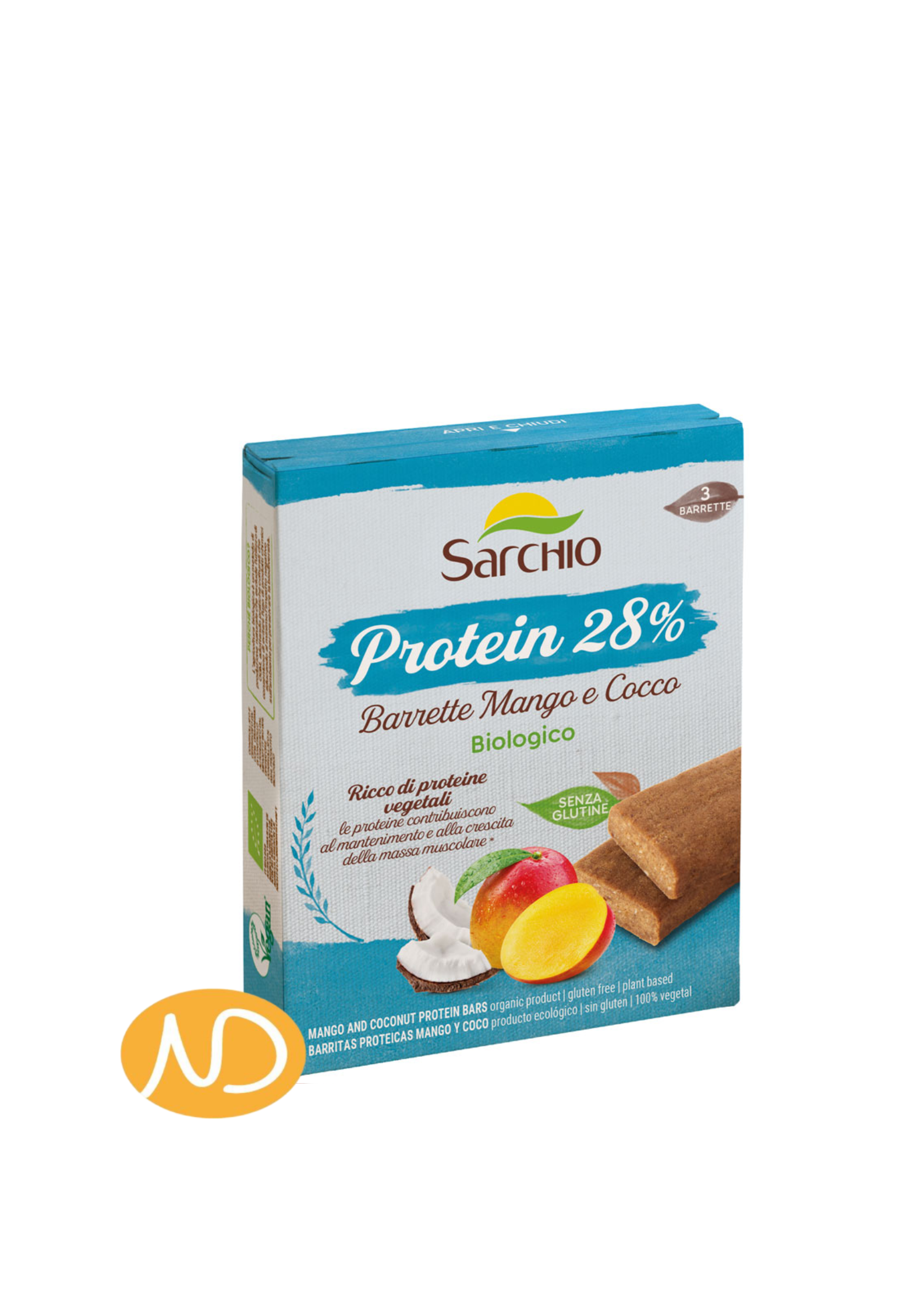 Bio Μπάρες Πρωτεΐνης με Μάνγκο και Καρύδα Χ/Γλουτένη 135gr