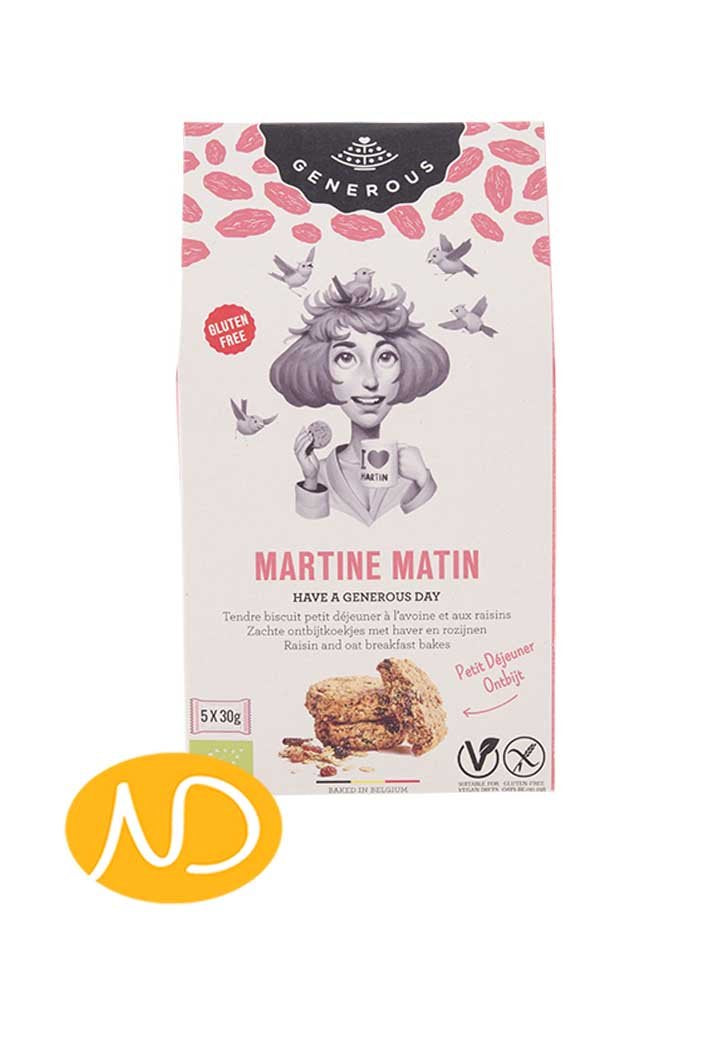 Βιο Μπισκότα Βρώμης Χ/Γλ ''Martine Matin'' με Σταφίδες-Generous-NorasDeli
