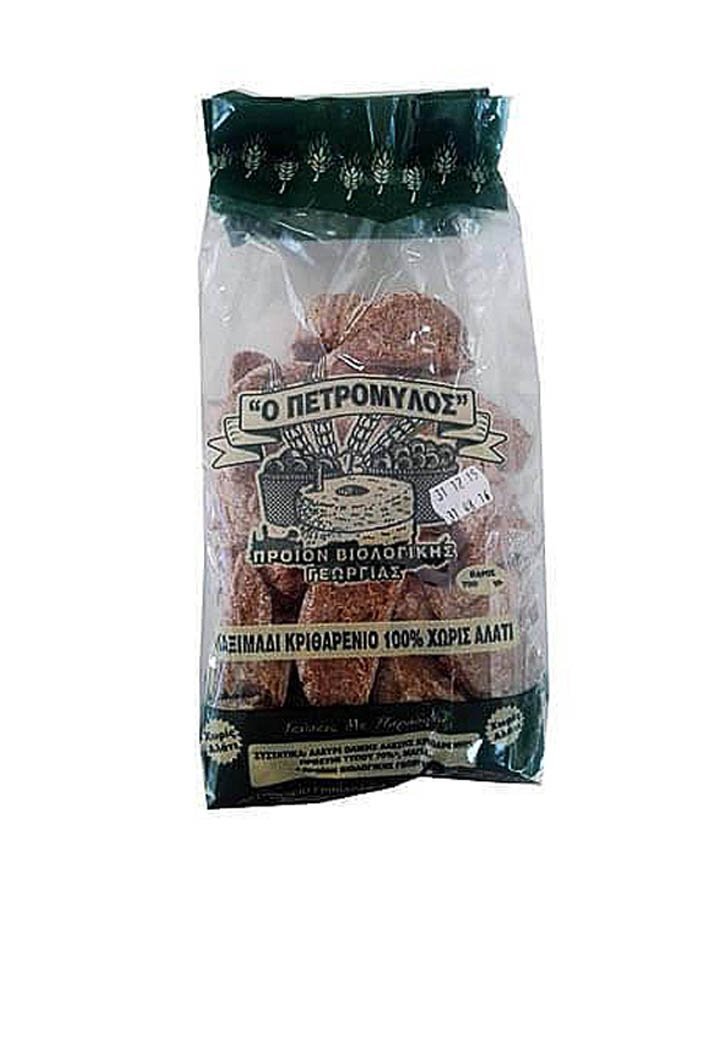 Bio Παξιμάδια Κριθαριού 100% χ.αλάτι-Πετρόμυλος-NorasDeli