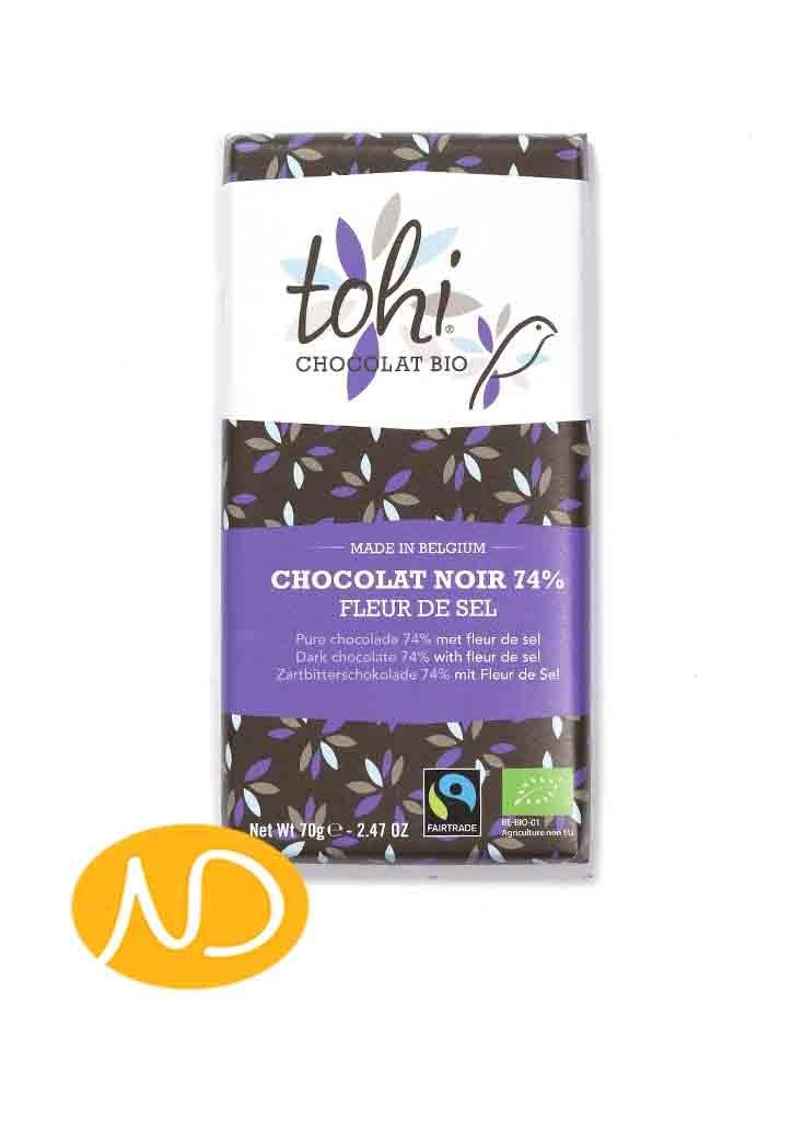 Bio Σοκολάτα 74% με Άνθος Αλατιού "Tohi"-Dolfin SA-NorasDeli